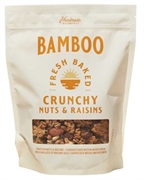 BAMBOO MENGELING VAN GEROOSTERDE HAVERVLOKKEN MET AMANDELEN, CASHEWNOTEN EN ROZIJNEN.