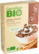 CARREFOUR BIO GEËXTRUDEERDE GRANEN MET CHOCOLADEPOEDER, AFKOMSTIG UIT DE BIOLOGISCHE LANDBOUW.