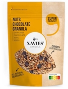 XAVIES' KNAPPERIG GEBAKKEN VOLLE GRANEN, ZADEN EN NOTEN MET HEERLIJKE ZWARTE CHOCOLADE EN CACAO NIBS.